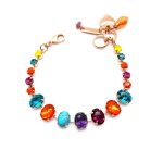 Mariana Bracelet Oval Shape Turquoise & Austrian Crystals Flower Masai Africa Coll.