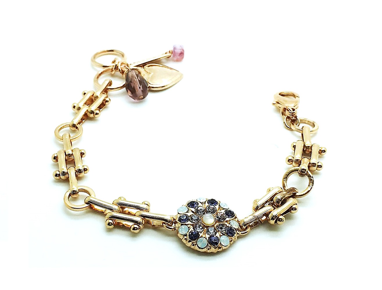B-4212-3-1062-RG (2) Mariana Bracelet Guardian Angel Shell & Purple Austrian Crystals Purple Rain Cocktail Hour Coll. - Image 1
