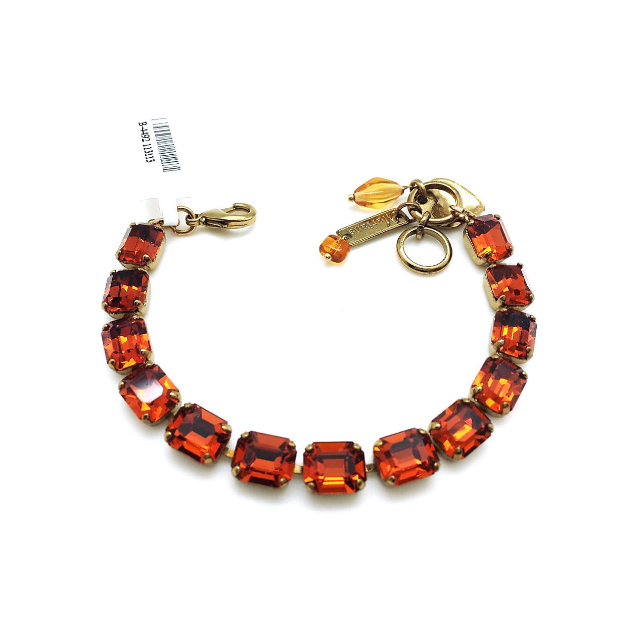B-4492 113113 (2) Mariana Bracelet Orange Rectangle Swarowski Crystals My Treasures Coll. - Image 1