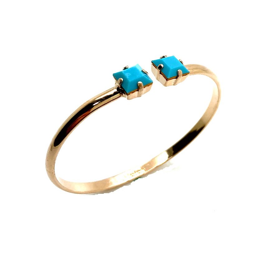 B-4605M-75-RG (2) Mariana Bracelet Beautiful Calf Rose Gold Plated Turquoise Mineral Africa Coll. - Image 1