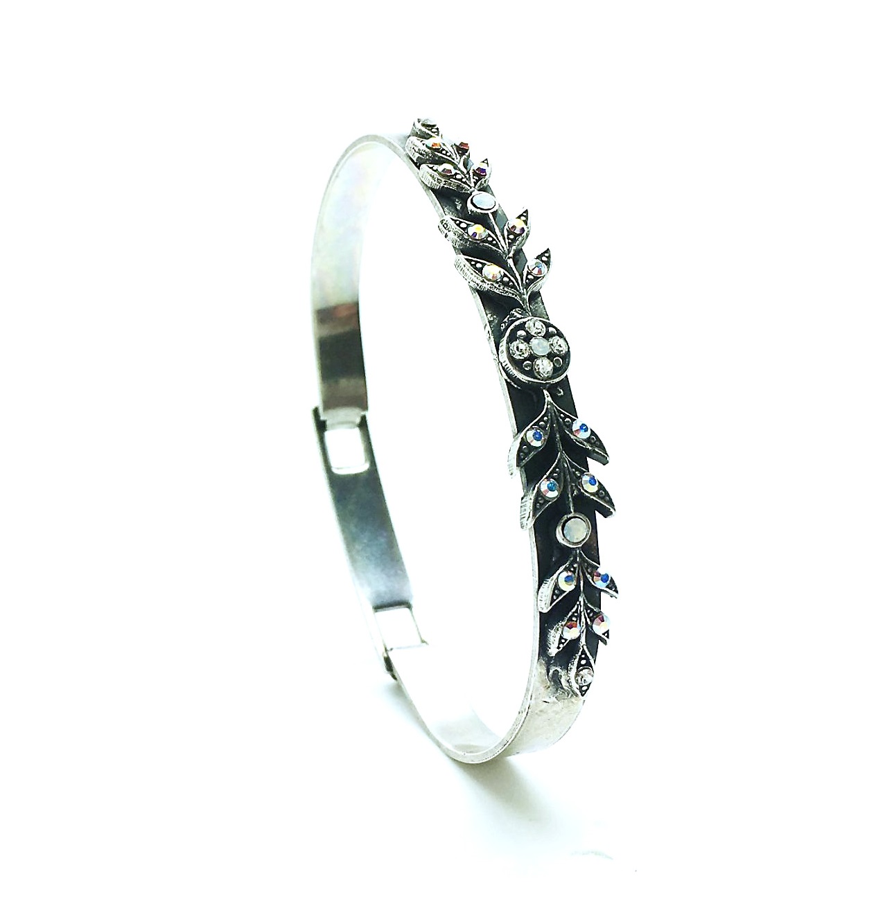 B-4628-001-RO (2) Mariana Bracelet Calf Clear Austrian Crystals Luxury Nirvana Coll. - Image 1