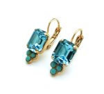 Earring By Mariana Emerald Shape Aquamarine and Turquoise Swarovski Crystals