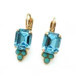 Earring By Mariana Emerald Shape Aquamarine and Turquoise Swarovski Crystals - Image 3