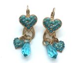 Mariana Earrings Turquoise & Blue Heart Shape Crystal Swarowski  Zambezi Africa Coll.