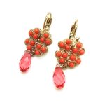 Mariana Earrings Set Coral & Orange Austrian Crystals Beautiful Flower Shape My Treasures Coll.