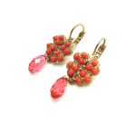 Mariana Earrings Set Coral & Orange Austrian Crystals Beautiful Flower Shape My Treasures Coll. - Image 3