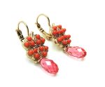 Mariana Earrings Set Coral & Orange Austrian Crystals Beautiful Flower Shape My Treasures Coll. - Image 2