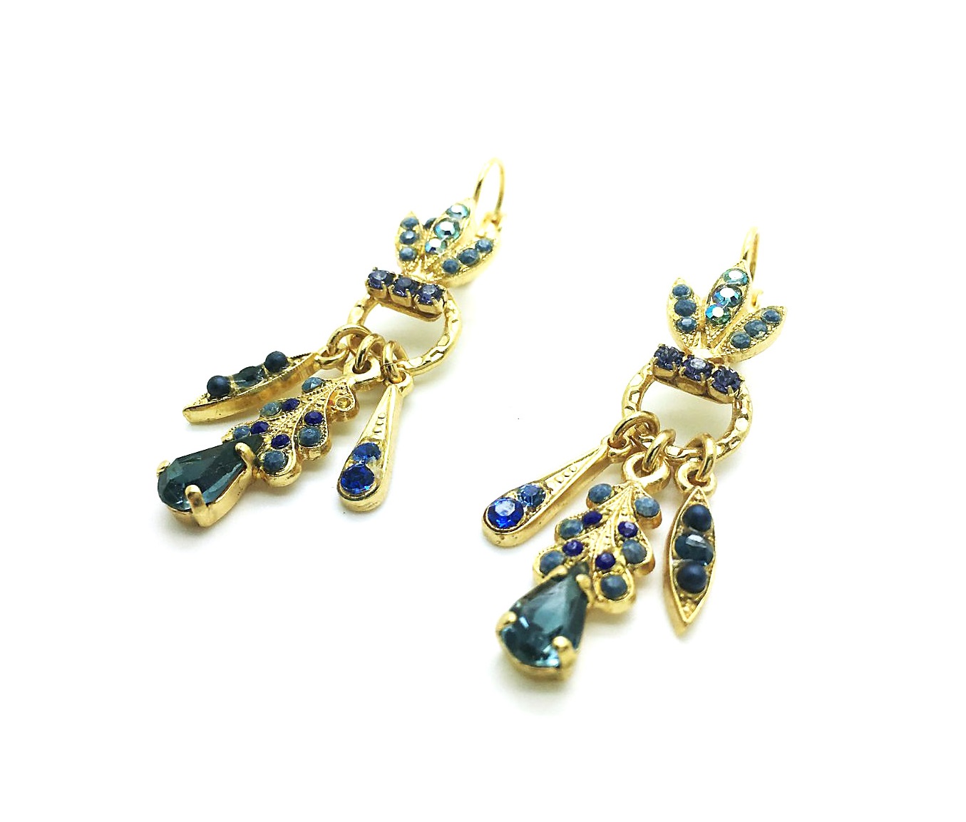 E-1079-1-1026-RG6 (2) Mariana Earrings Blue, Light Blue Swarovski Crystals Electra Odyssey Coll. - Image 1