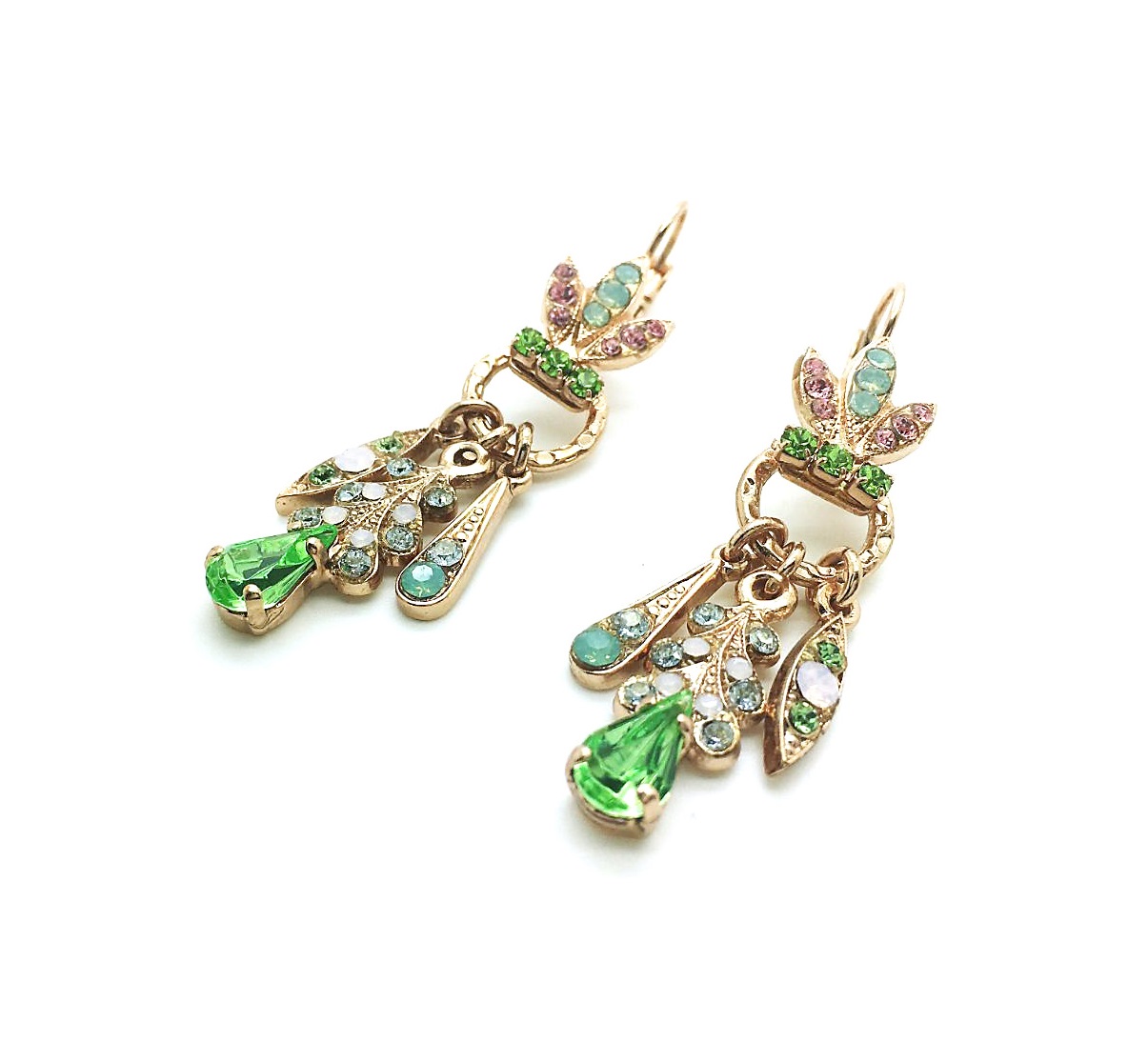 E-1079-1-1028-RG6 (3) Mariana Earrings Green, Light Blue Swarovski Crystals Eternity Coll. - Image 1
