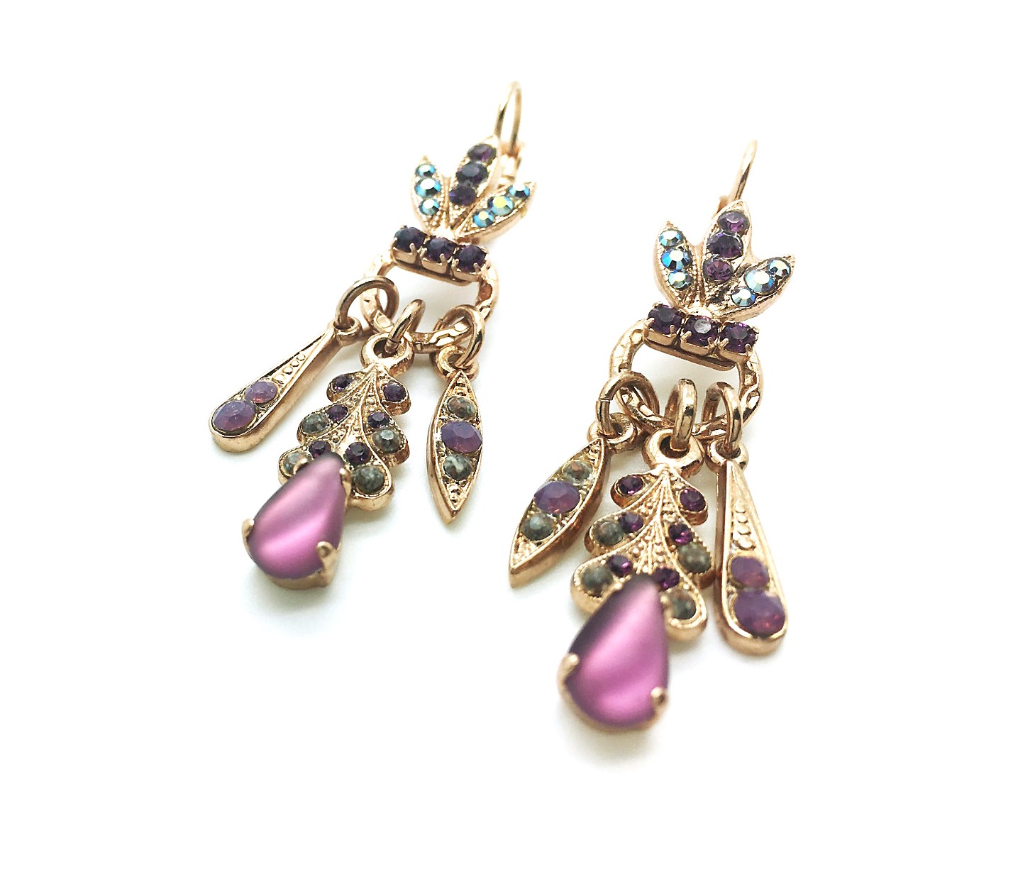 E-1079-1-2044-RG6 (3) Mariana Earrings Desire Coll. Purple, Velvet, Lavender Opalescent Austrian Crystals - Image 1