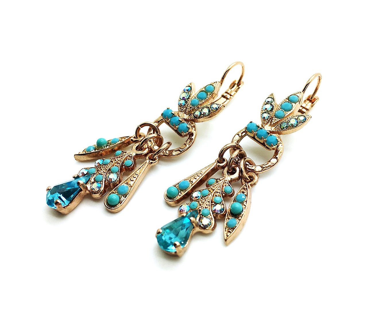 E-1079-1-2672-RG6 (3) Mariana Earrings Ocean & Light Blue Swarovski Crystals On A clear Day Inspiration Coll. - Image 1