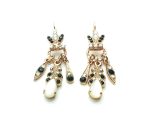 Mariana Earrings Shell White Mop Mineral & Jet Black Swarovsky Crystals My Treasures Coll. - Image 2