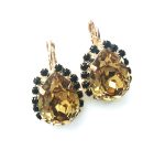 Mariana Earrings Beautiful Pear Shape Black & Gold Honey Austrian Crystals My Treasures Coll. - Image 3