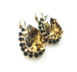 Mariana Earrings Beautiful Pear Shape Black & Gold Honey Austrian Crystals My Treasures Coll. - Image 2