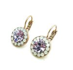 Mariana Earrings White Opal & Purple Swarovski Crystals Twilight Coll.