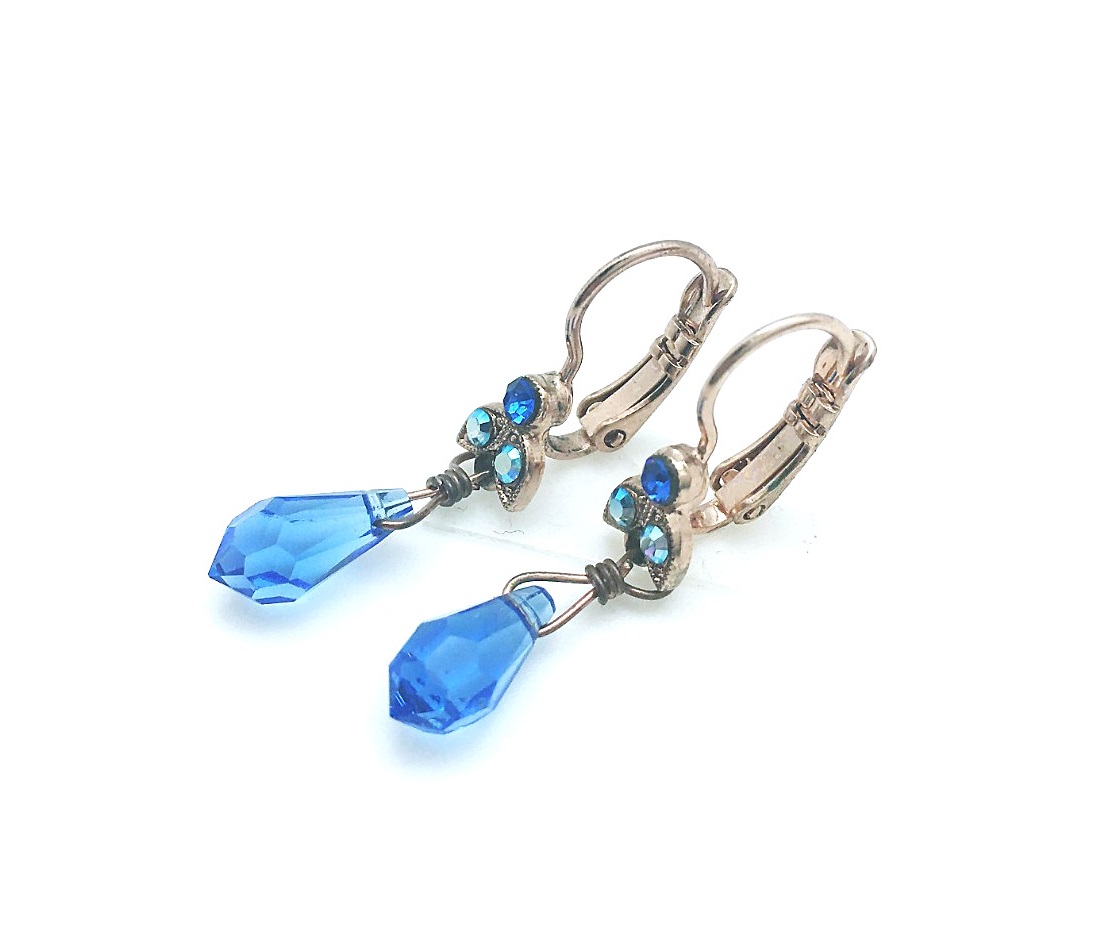 E-1217-207-RG6 (3) Earrings By Mariana Woman Drop Montana Blue and Blue AB Swarovski Crystals - Image 1