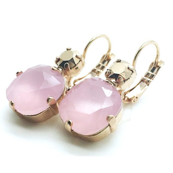 Earrings By Mariana Woman Beautiful Pink and Gold Swarovski Crystals