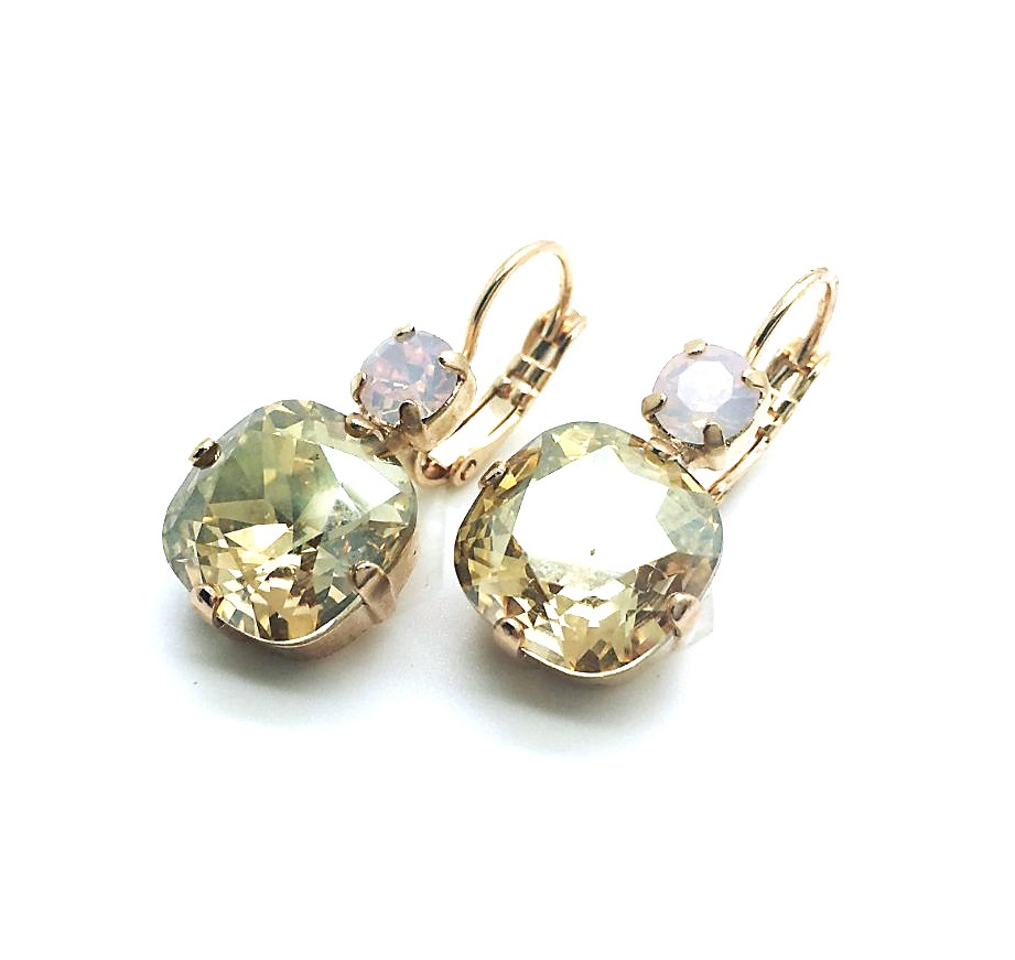 E-1326-1-395216-RG6 (3) Mariana Earrings Golden Shadow & Rose Opal Swarovski Crystals Sarngetti Africa Coll. - Image 1