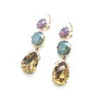 Mariana Earrings Rich Light Blue, Purple & Light Olive Green Swarovsky Crystals Sarngetti Africa Coll.