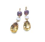 Mariana Drop Earrings Red, Gold & White Austrian Crystals Zulu Africa Coll. - Image 3