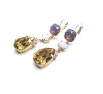 Mariana Drop Earrings Red, Gold & White Austrian Crystals Zulu Africa Coll. - Image 2