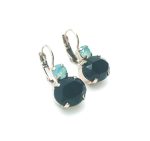 Earrings By Mariana Woman Beautiful Jet Black and Lt Blue Swarovski Crystals - Image 3