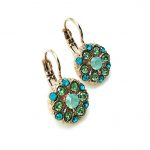 Earrings By Mariana Woman Beautiful Flower Green and Aqua Swarovski Crystals - Image 2