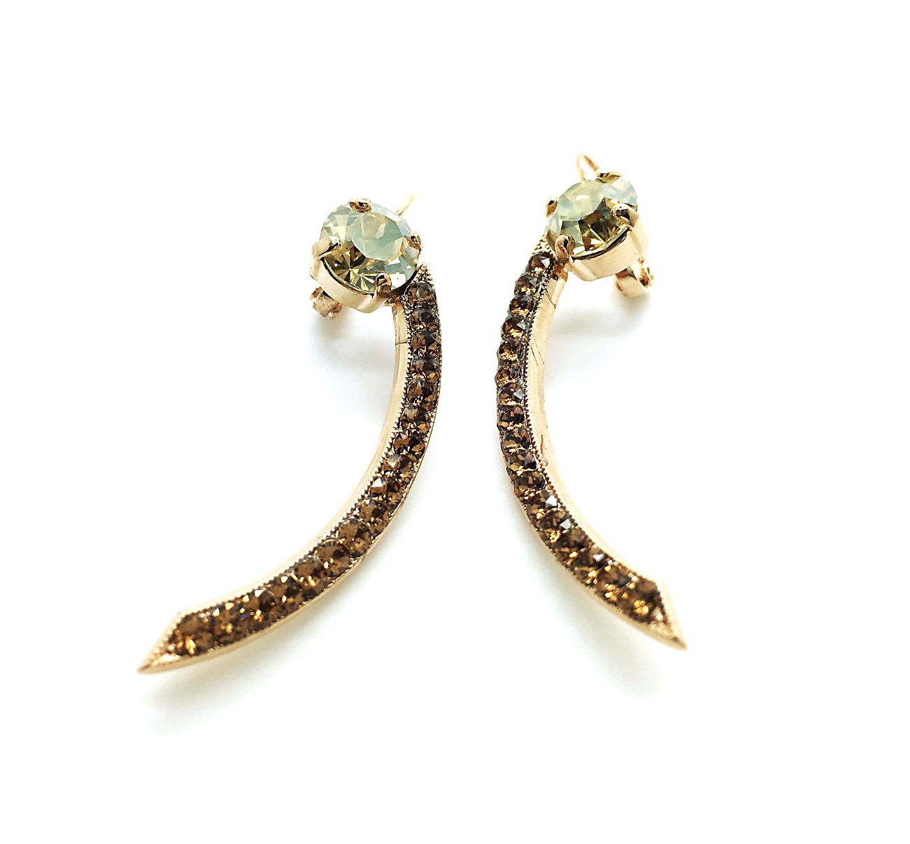 E-1407-10963-RG6 (2) Mariana Earrings Brown & Honey Swarovski Crystals Madagascar Africa Coll. - Image 1