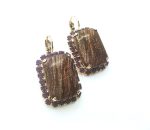 Earrings By Mariana Woman Rectangle Brown Gold and Velvet Swarovski Crystals - Image 2