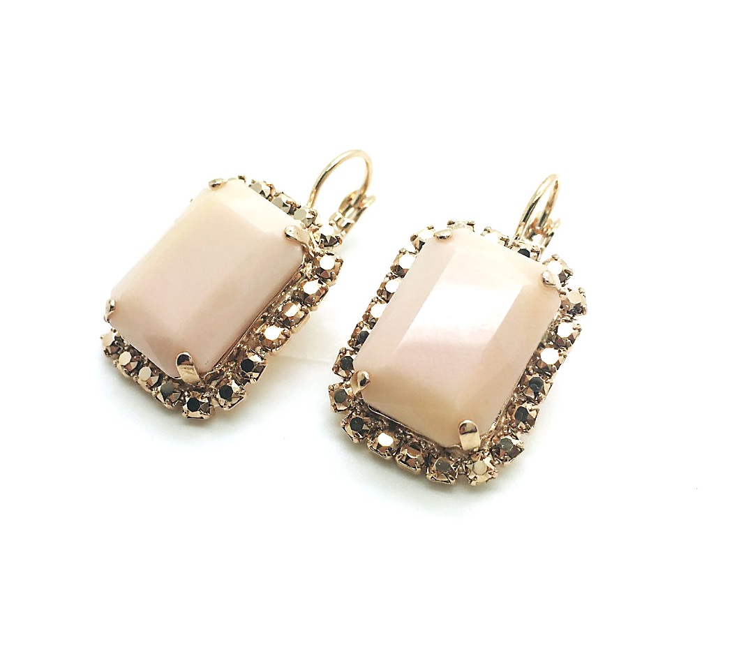 E-1411-11R299-RG6 (3) Earrings By Mariana Woman Rectangle Pretty Pink Swarovski Crystals - Image 1