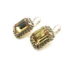 Earrings By Mariana Woman Delicate Olive Green and Honey Swarovski Crystals - Image 2