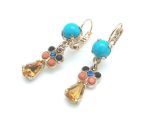 Mariana Earrings Turquoise flower & Swarovsky Crystals Madagascar Africa coll.