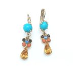 Mariana Earrings Turquoise flower & Swarovsky Crystals Madagascar Africa coll. - Image 2