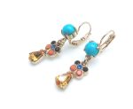 Mariana Earrings Turquoise flower & Swarovsky Crystals Madagascar Africa coll. - Image 3
