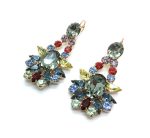 Mariana Earring Set Gray Oval & Mix Colors Austrian Crystals Gaea Odyssey Coll.