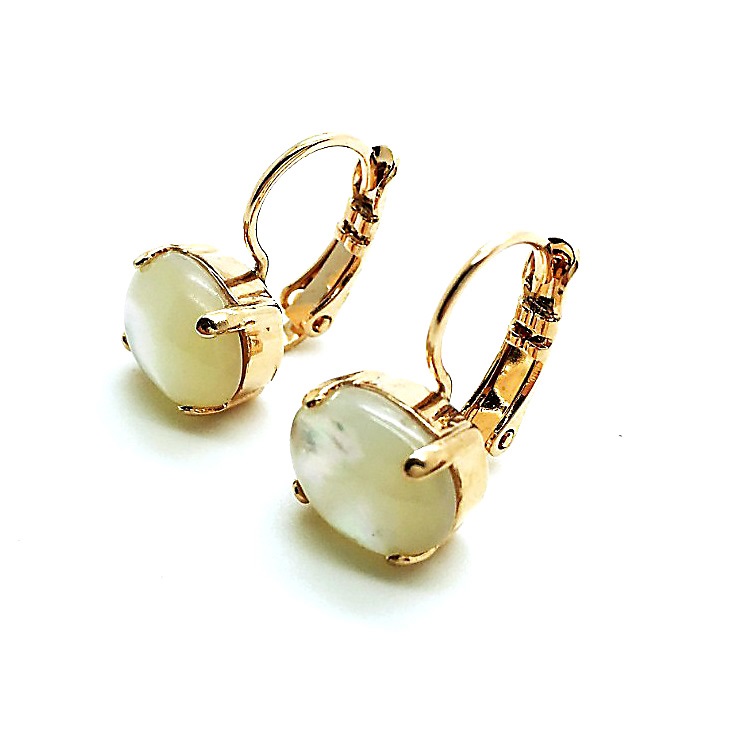 E-1462-3-M87-RG6 (3) Mariana Earrings Shell white Mop Mineral My Treasures Coll. - Image 1