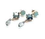 Mariana Earrings Drop Light Blue, Grey & Clear Swarovsky Crystals Xenia Odyssey Coll.