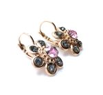 Earrings By Mariana Woman Flower Rose and Silver Night Swarovski Crystals - Image 3