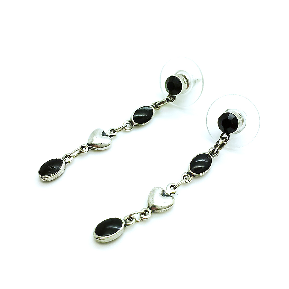 E-1688-280-SP2 (1) Mariana Earrings Heart Shape & Oval Black Swarovski Crystals My Treasures Coll. - Image 1