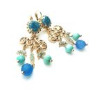 Earrings By Mariana Woman Chandelier Light Blue, Turquoise and Sapphire Swarovski Crystals - Image 3