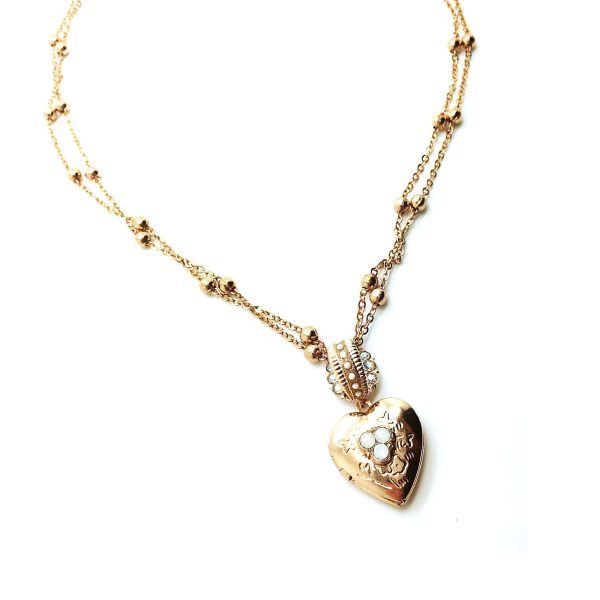Mariana Pendant Locket Heart Shape White & Clear Austrian Crystals My Treasures Coll.