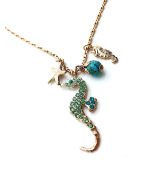 Mariana Pendant Necklace Turquoise & Swarovski Crystals Seahorse Congo Africa Coll. - Image 3