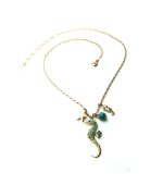 Mariana Pendant Necklace Turquoise & Swarovski Crystals Seahorse Congo Africa Coll.