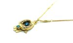 Hamsa Pendant Necklace By Mariana Twist and Shout Nostalgia Coll. Blue Austrian Crystals