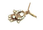 Mariana Pendant Necklace Hamsa White & Clear Swarovski Crystals My Treasures Coll. - Image 2