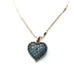 Pendant By Mariana Woman Heart Shape Aqua and Montana Blue Swarovski Crystals