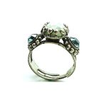 Ring By Mariana Woman Emerald Mineral and Aqua Swarovski Crystals