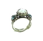 Ring By Mariana Woman Emerald Mineral and Aqua Swarovski Crystals - Image 3