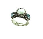 Ring By Mariana Woman Emerald Mineral and Aqua Swarovski Crystals - Image 2