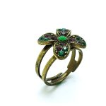 Mariana Ring Green and Purple Flower Shape Swarovski Crystal My Treasures Collection